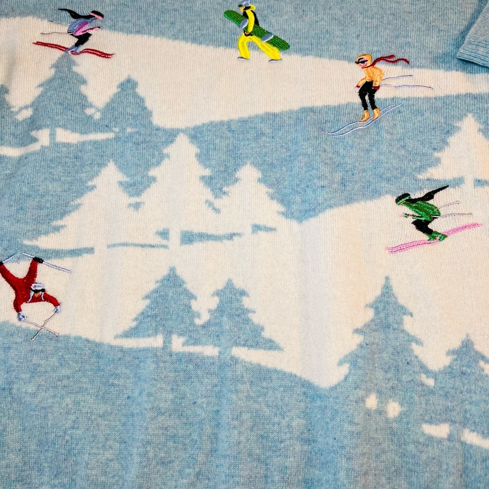 Cashmere Ski Sweater Winter Sports/Skiing/Snowscape Size M. - Picture 2 of 13